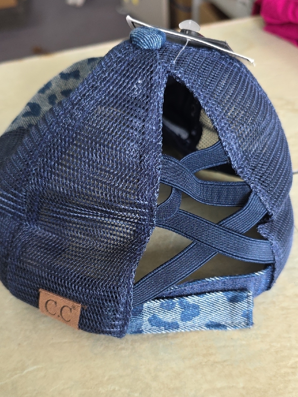 C.C Blue Denim Leopard Print Trucker Hat - Picture 2 of 4